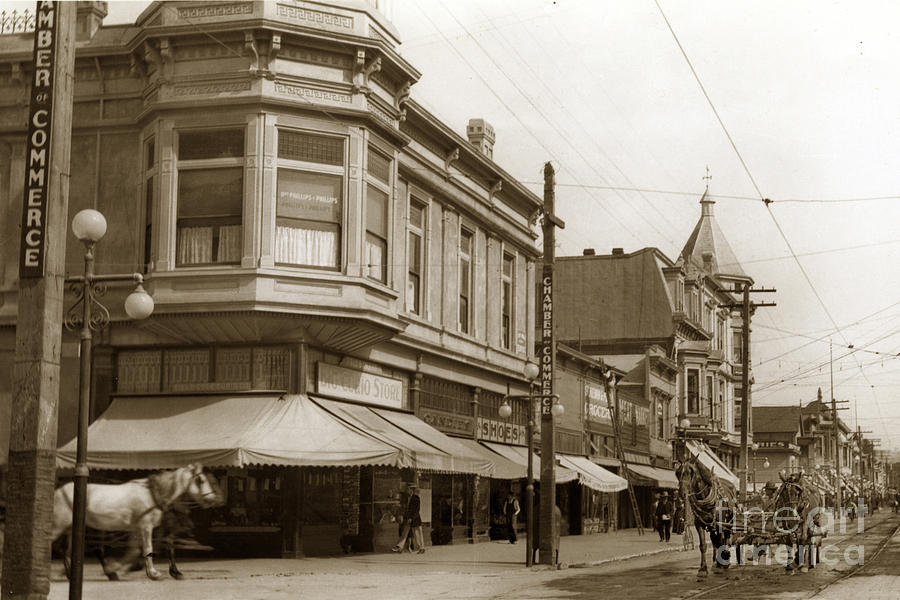 Santa Cruz Photograph - Big Curio Store Santa Cruz at 28 Pacific Avenue on the corner of Lincoln and Pacific. 1908 by Monterey County Historical Society
