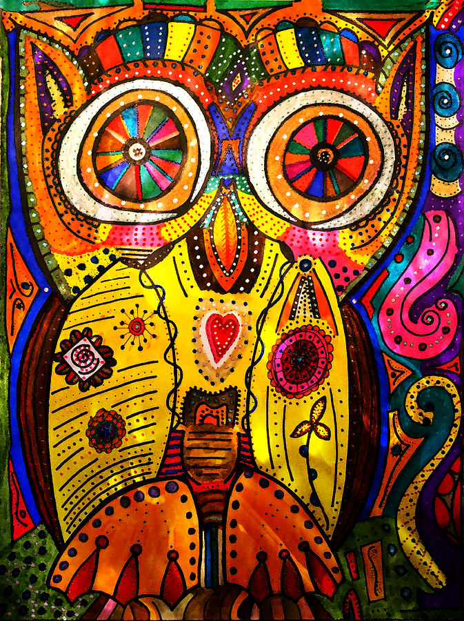 Big Eyed Owl Drawing by Marie Jamieson