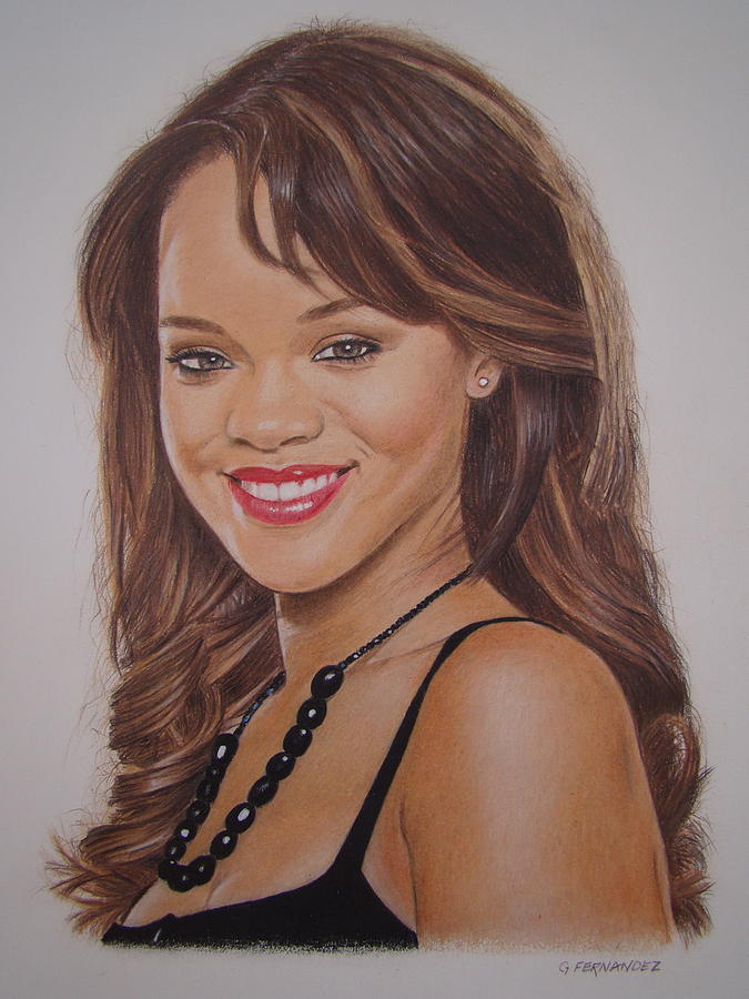Rihanna Drawing - Big Hair by Gary Fernandez