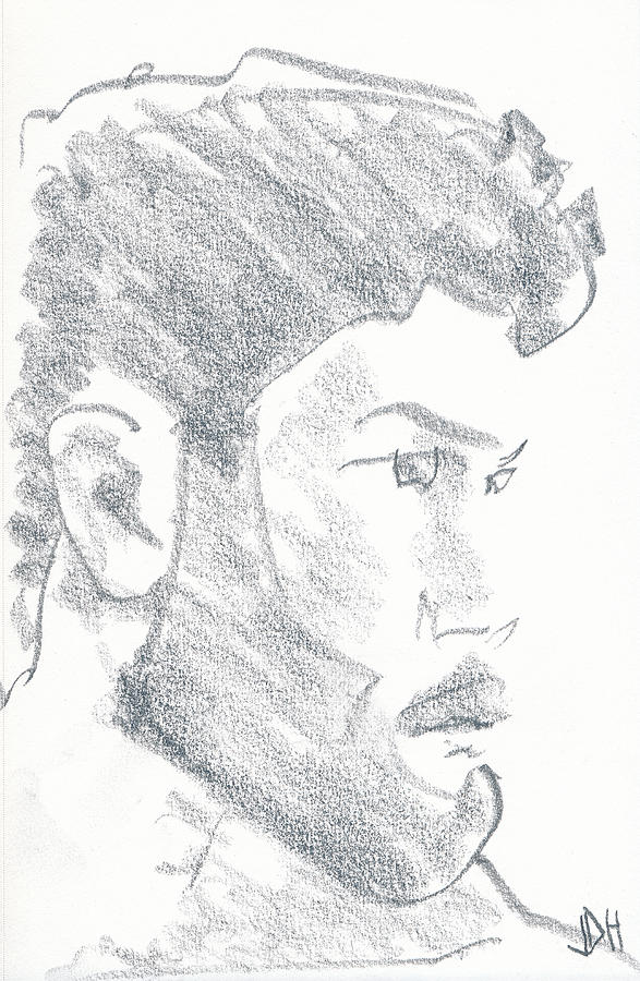 Portrait Drawing - Big Hair by JD Harvill