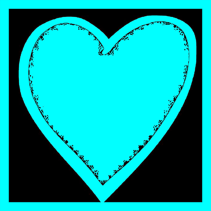 Big Heart 3 Turquoise Digital Art by Marianne Campolongo