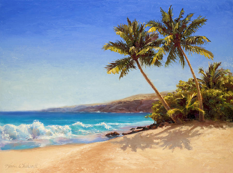 Hawaiian Beach Seascape - Big Island Getaway  Painting by K Whitworth