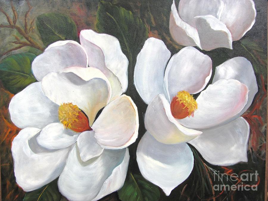 Big Magnolias Painting by Barbara Haviland
