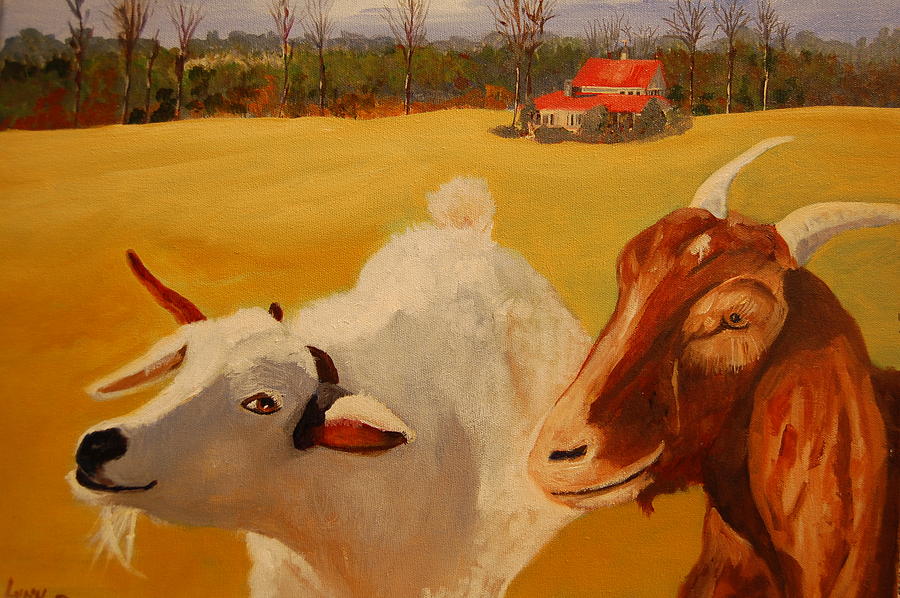 Goat Painting - Big Mama and Poppa Goat by Lynn Beazley Blair