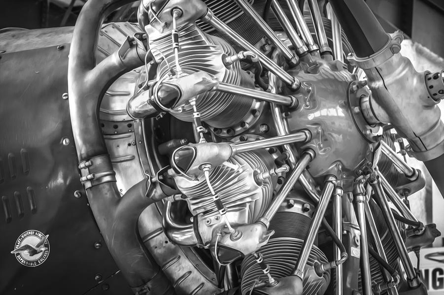 Vintage Photograph - Big Motor Vintage Aircraft BW by Rich Franco