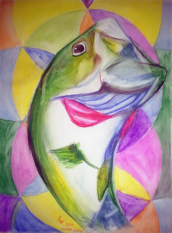 Big Mouth Bass Painting by Loretta Nash