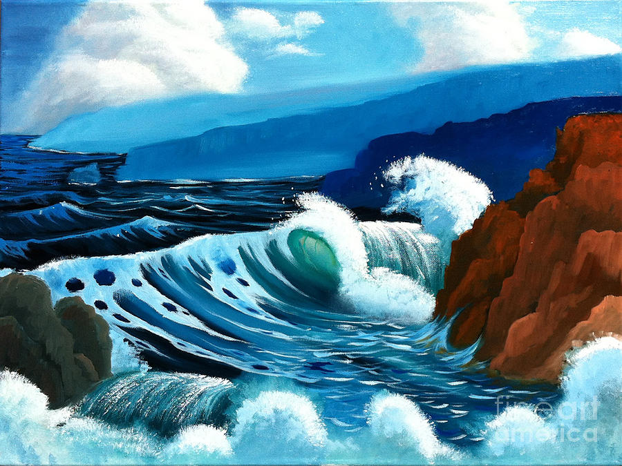 Big Ocean Wave with Splash Painting by Joseph Finchum - Fine Art America