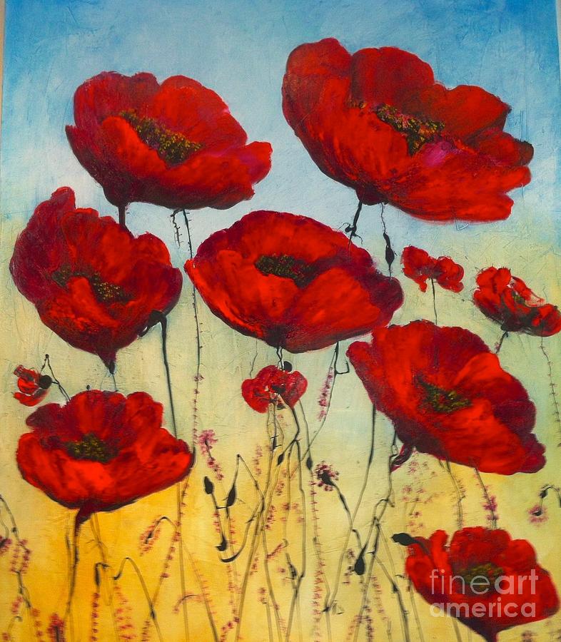 Big Poppies Painting by Eszter Gyory