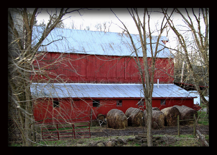 Big Red Barn and Hay Photograph by PJQandFriends Photography