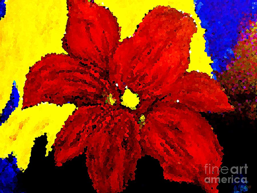 Big Red Blossom Abstract 1 Painting by Saundra Myles