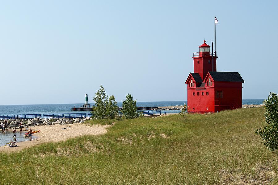 Lake Michigan Photograph - Big Red Lighthouse at Holland Michigan by Dave Zuker