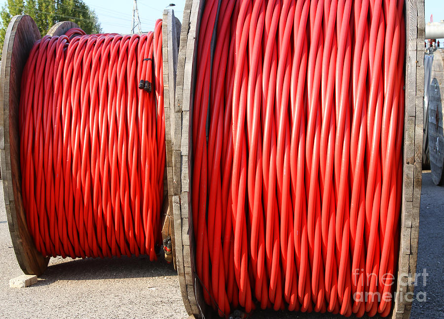 Big Rolls Of High-voltage Power Cable In The Power Station Photograph ...