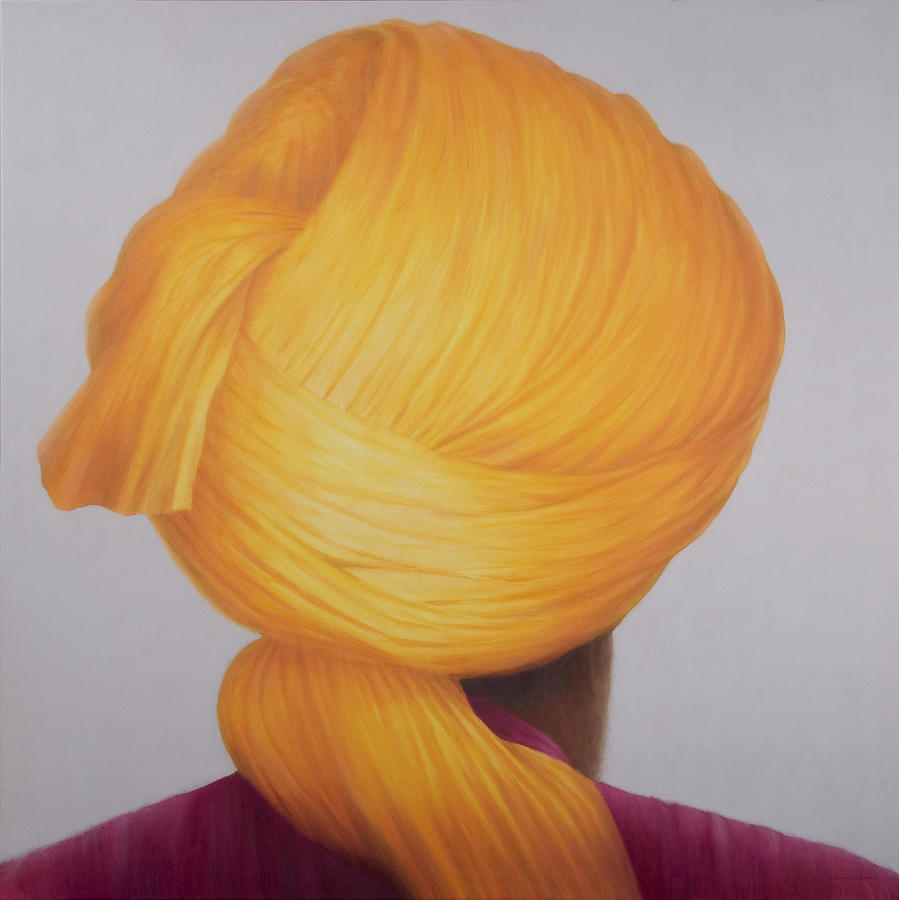 Indian Photograph - Big Saffron Turban by Lincoln Seligman