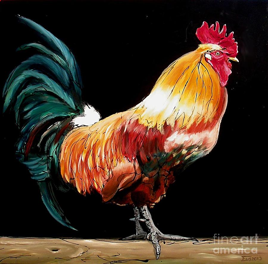 Rooster Painting - Big Show Off by Erlinde Ufkes Stephanus
