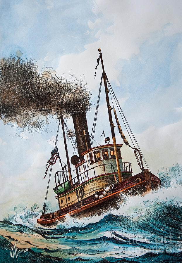 Big Steam Tug Painting by James Williamson