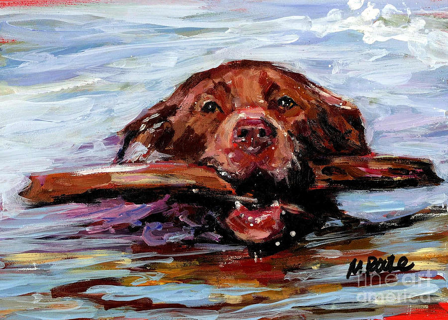 Dog Painting - Big Stick by Molly Poole