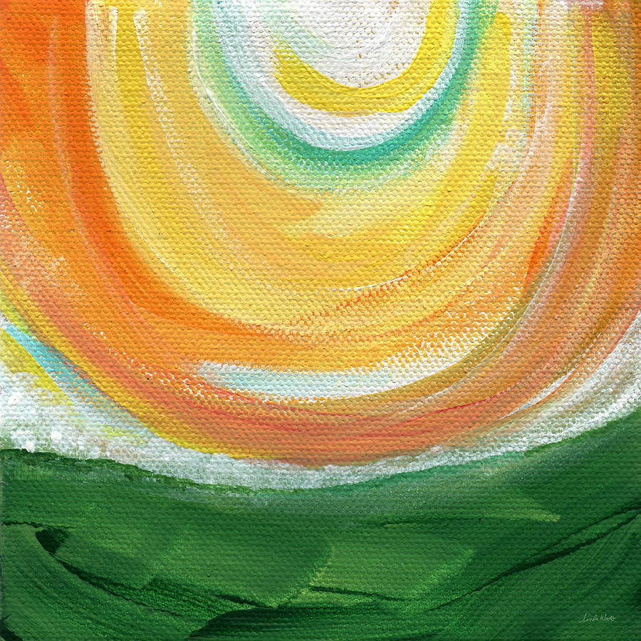 Spring Painting - Big Sun- abstract landscape  by Linda Woods