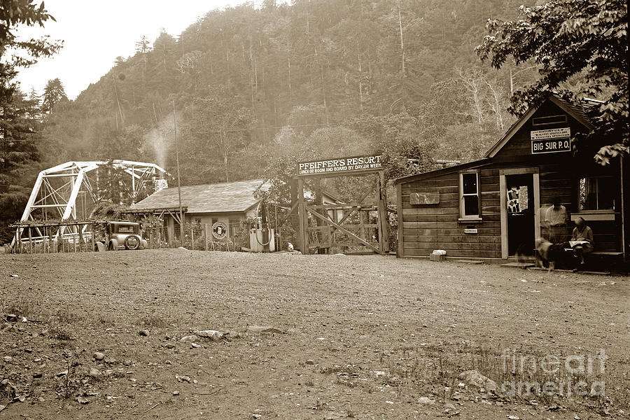 Bridge Photograph - Big Sur Post Office Pfeiffer Resort May 7 1935 by Monterey County Historical Society