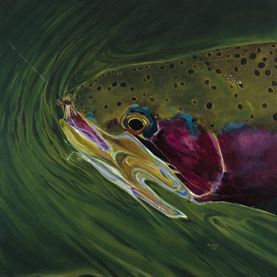 Big Trout II Painting by Les Herman