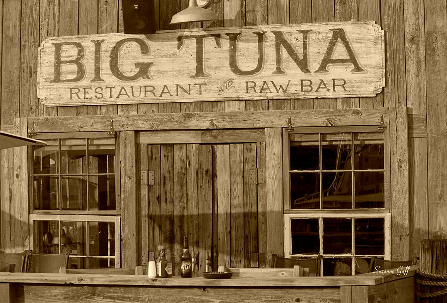 Big Tuna Restaurant and Raw Bar in sepia Photograph by Suzanne Gaff