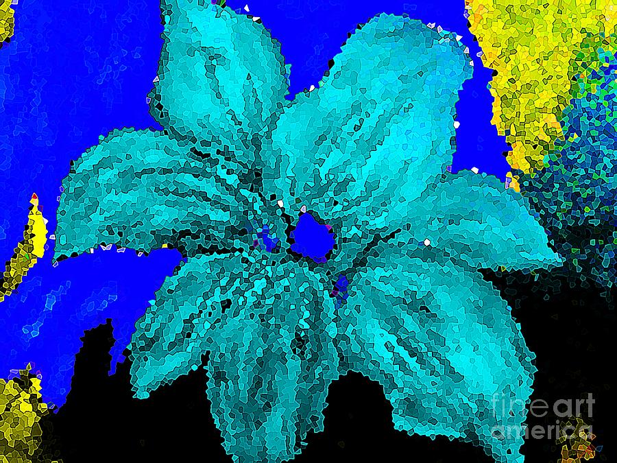 Big Turquois Blossom Abstract Painting by Saundra Myles