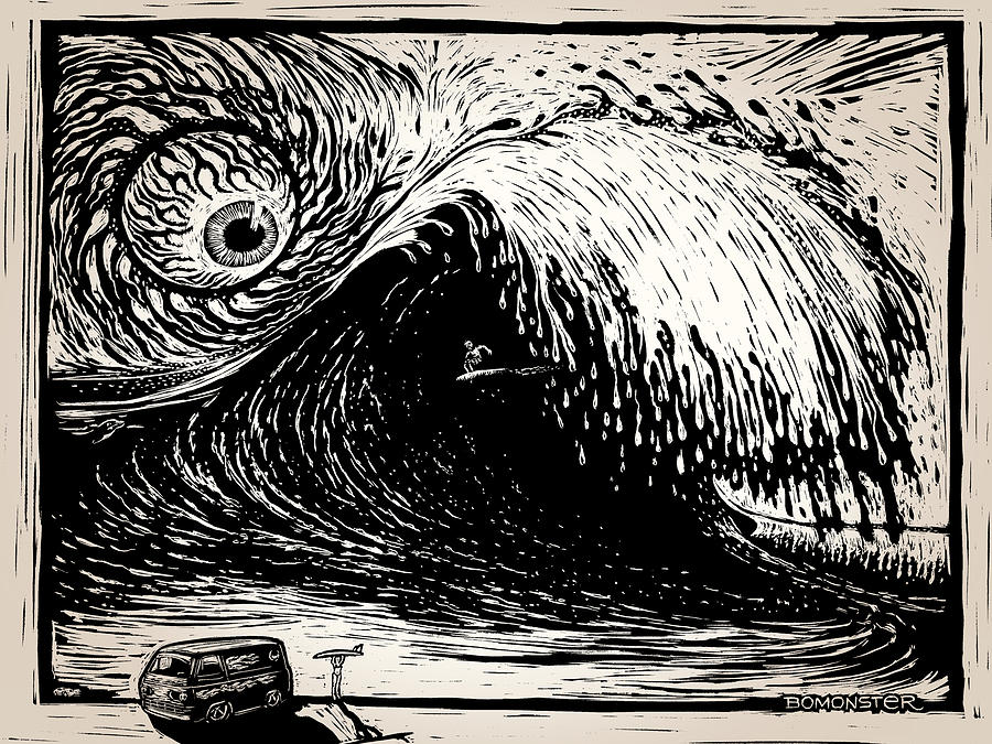 Beach Drawing - Big Wave by Bomonster  