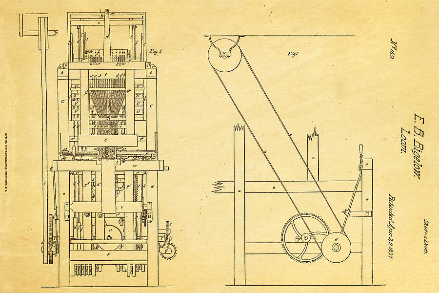 Bigelow Loom Patent Art 1837 Photograph by Ian Monk