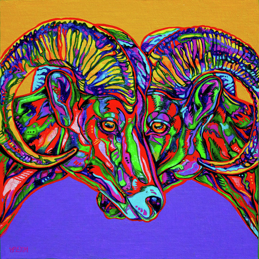 Nature Painting - Bighorn Sheep by Derrick Higgins