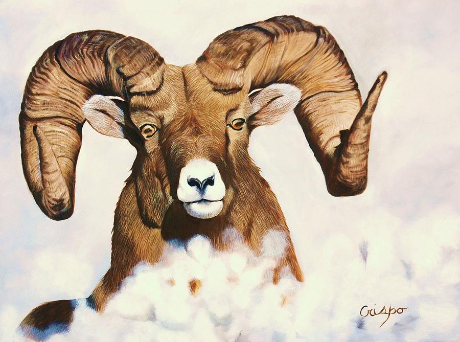 Sheep Painting - Bighorn sheep by Jean Yves Crispo