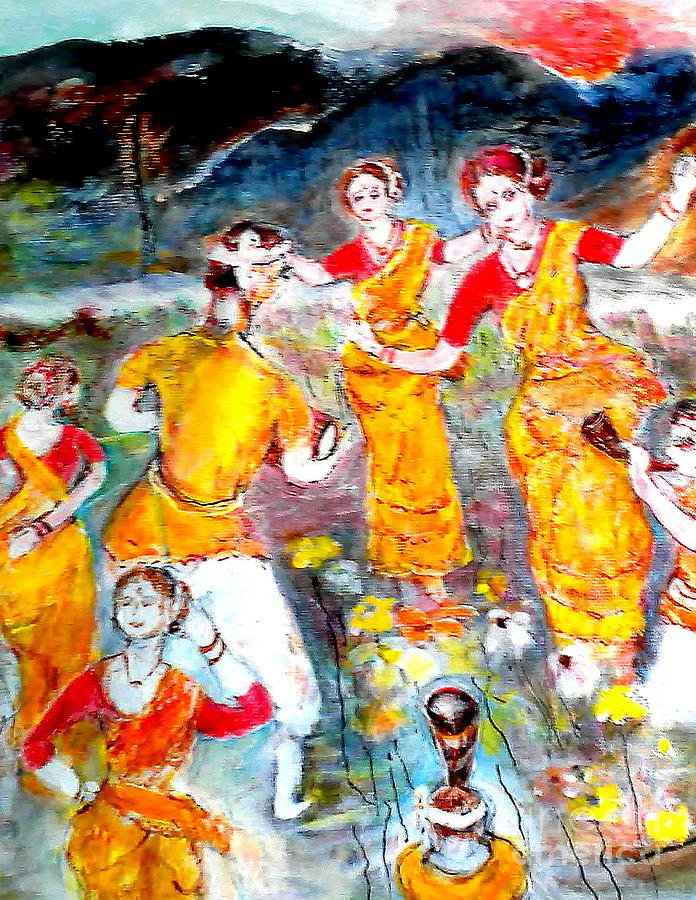 Bihu Dance Painting by Subrata Bose