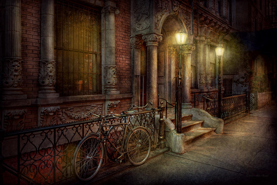 The Village Photograph - Bike - NY - Greenwich Village - In the village  by Mike Savad