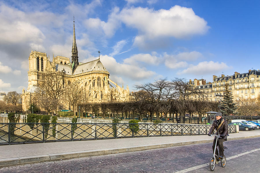 Bike Road Over the Seine - Notre Dame de Paris Photograph by Mark Tisdale