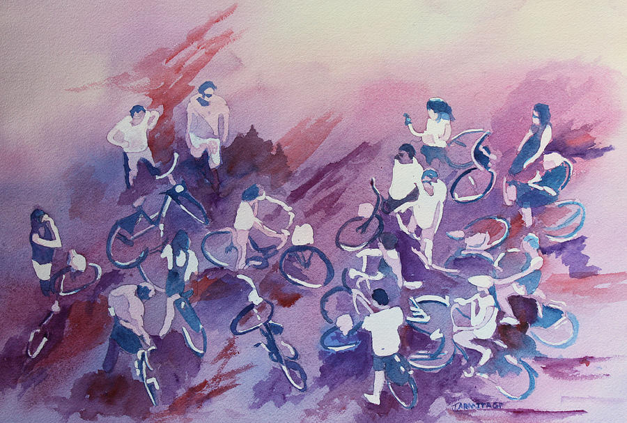 Bike Tour Painting by Jenny Armitage