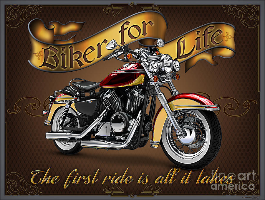 Biker for Life Painting by JQ Licensing