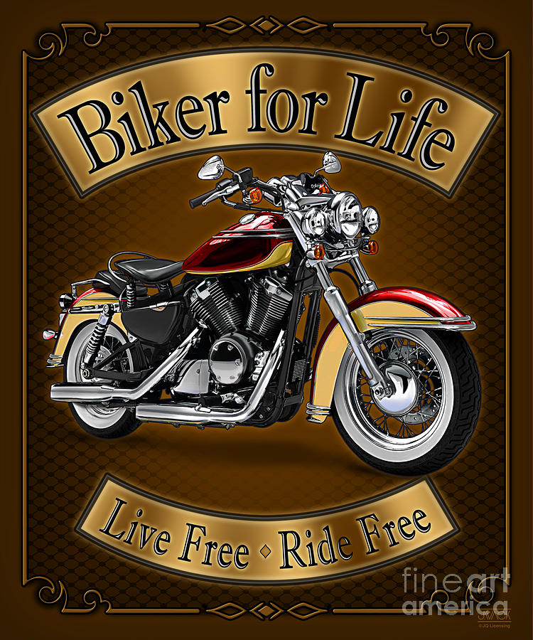 Biker For Life Painting by JQ Licensing