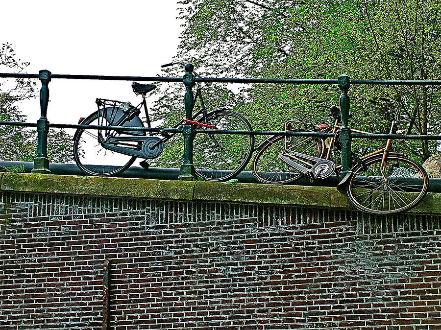 Bikes on a Canal Bridge in Amsterdam-Netherlands Photograph by Ruth Hager