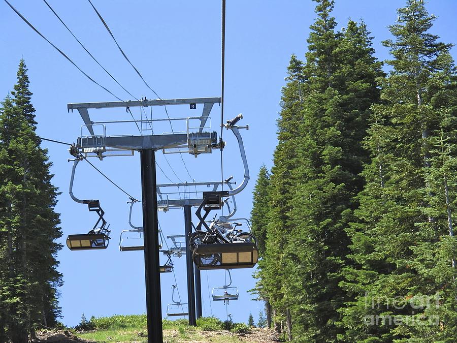 Bikes taking the Chairlift Photograph by Phyllis Kaltenbach