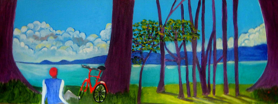 Biking Through West Cross Painting by Rusty Gladdish