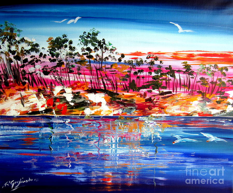 Billabong at Sunset Northern Territory Australia Painting by Roberto Gagliardi