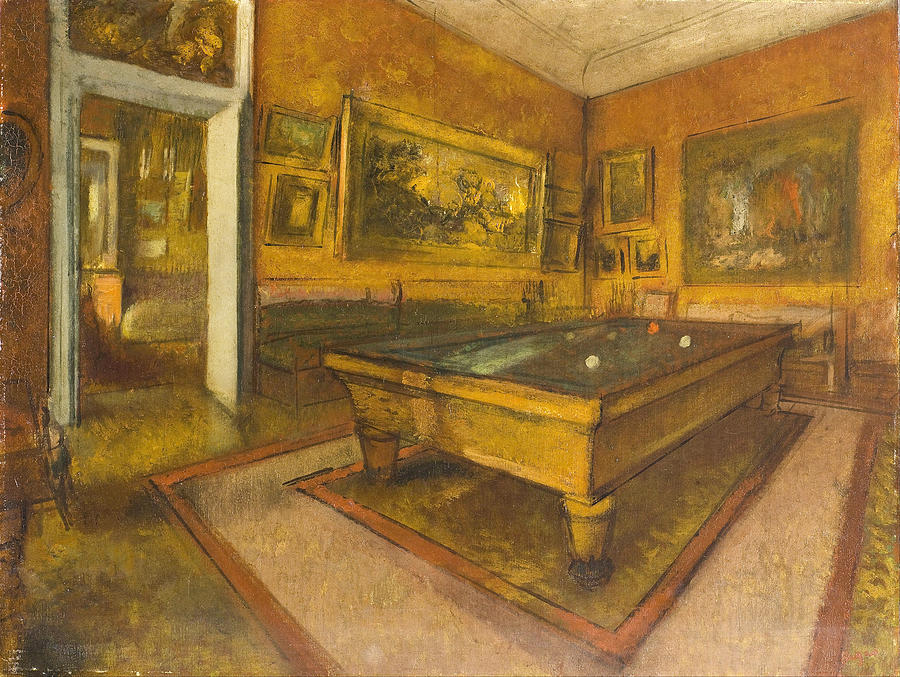 Billiard Room at Menil-Hubert Painting by Edgar Degas