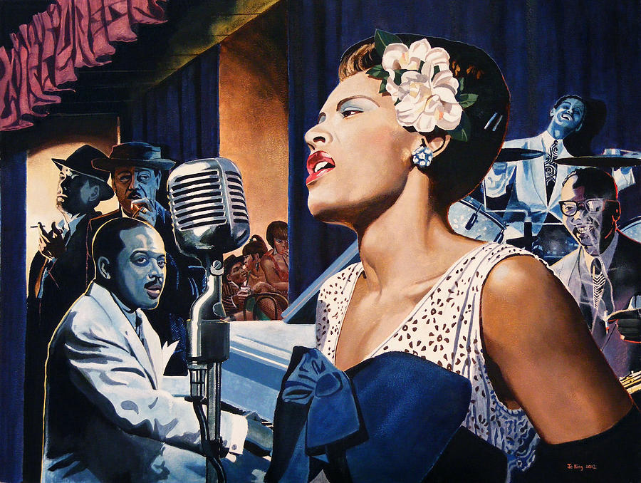 Jazz Painting - Billie Holiday - Lady Sings The Blues by Jo King