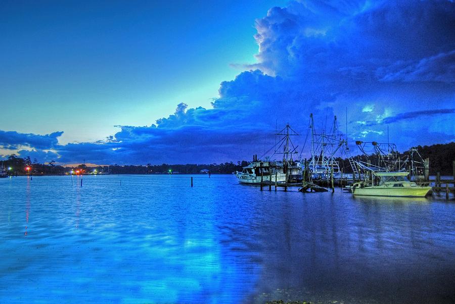 Billies harbor on Blue Moon Morning Digital Art by Michael Thomas