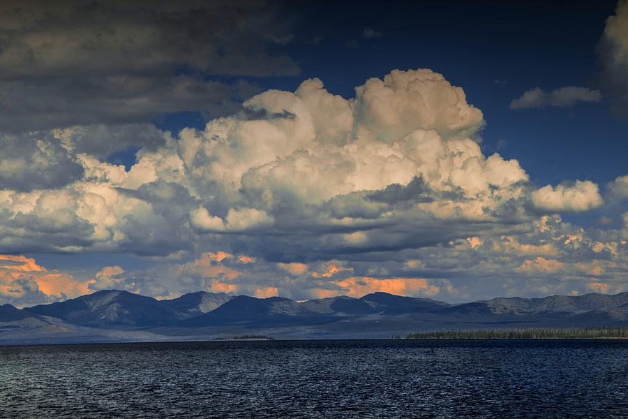 Billowing Clouds over Yellowstone Lake Photograph by Randall Nyhof