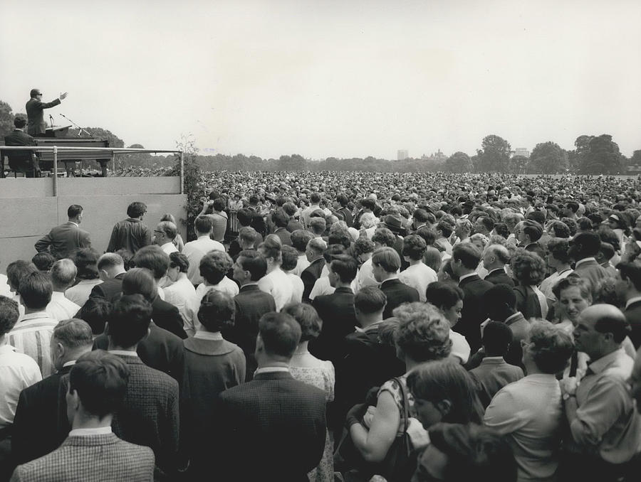 Billy Graham Speaks At An Open Air Rally In Hyde Park Photograph by ...