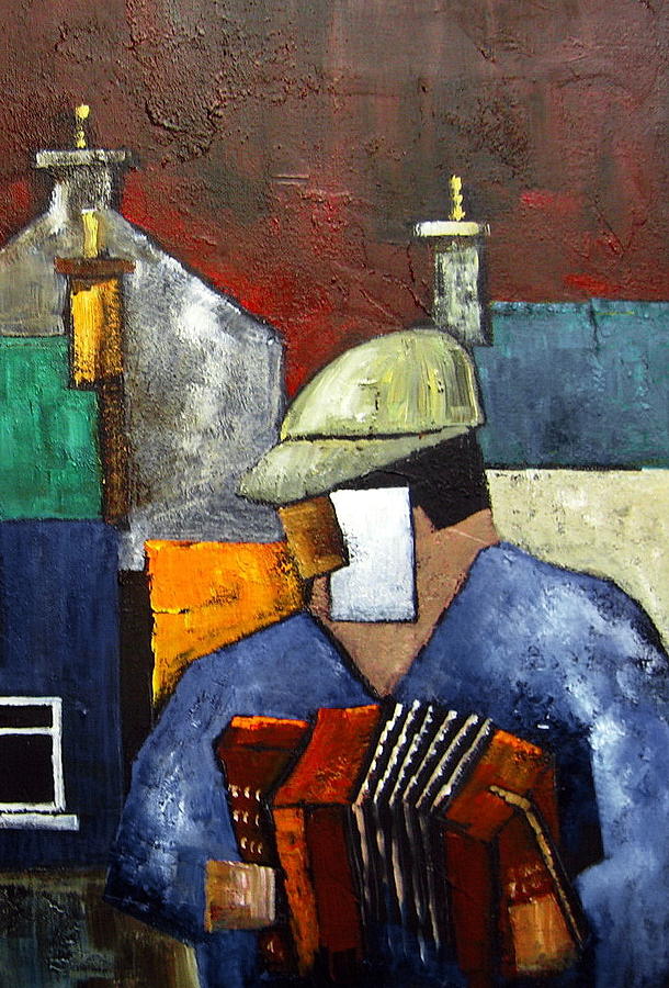 Billy The Busker Painting by Val Byrne