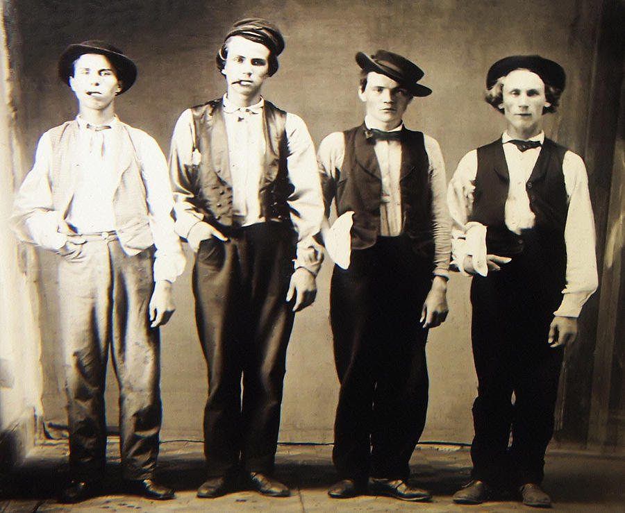 Train Photograph - Billy the Kid Doc Holliday Jesse James and Charlie Bowdre by Bill Cannon