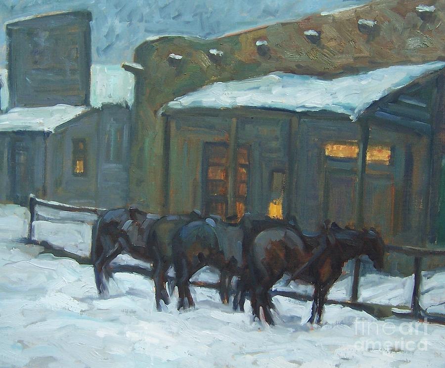 Horse Painting - BillyBob and Larry at the Bar by Susan Bell