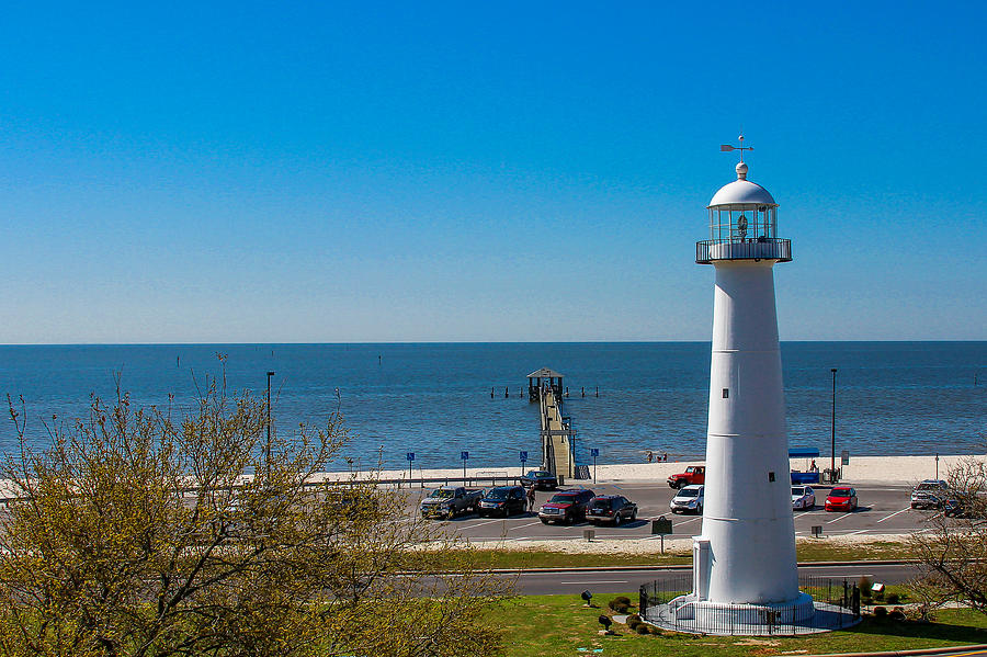 Biloxi Lighthouse and The Gulf of Mexico Photograph by Brian Wright