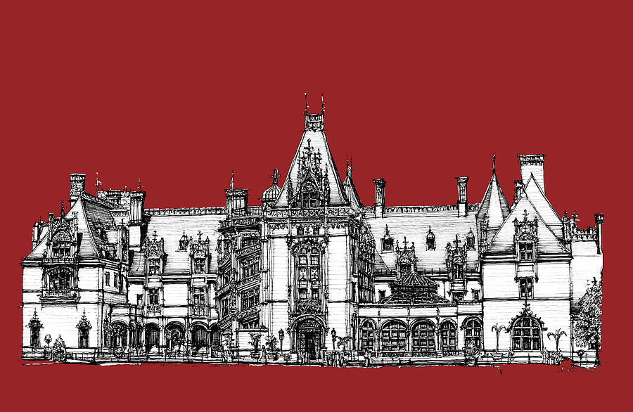 Castle Photograph - Biltmore Estate red by Building  Art
