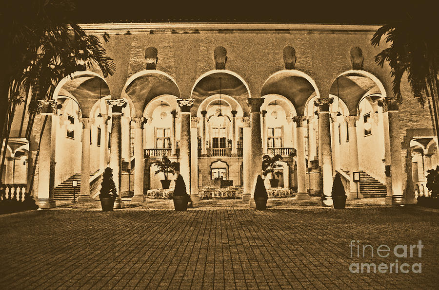 Biltmore Hotel Arched Colonnade and Grand Ballroom Courtyard Coral Gables Miami Rustic Digital Art Digital Art by Shawn OBrien
